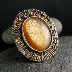 srebro,kamień księżycowy,pierścień - Pierścionki - Biżuteria