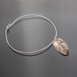 minimalistyczna,liść,srebro - Bransoletki - Biżuteria
