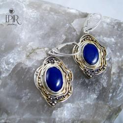 kolczyki srebrne z lapis lazuli - Kolczyki - Biżuteria