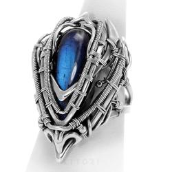 pierścionek,niebieski labradoryt,elficki,litori - Pierścionki - Biżuteria