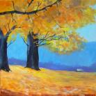 Obrazy jesień,pomarańcz,drzewa,pejzaż,akryl,obraz