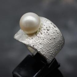 perła,perła hodowlana,pierścionek z perłą - Pierścionki - Biżuteria