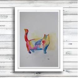 koty,abstrakcja,kolorowy - Obrazy - Wyposażenie wnętrz