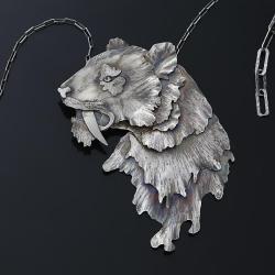 srebrny wisior,tygrys,srebrny kot - Wisiory - Biżuteria