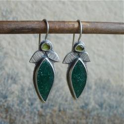 zielone kolczyki,zielone kamienie - Kolczyki - Biżuteria